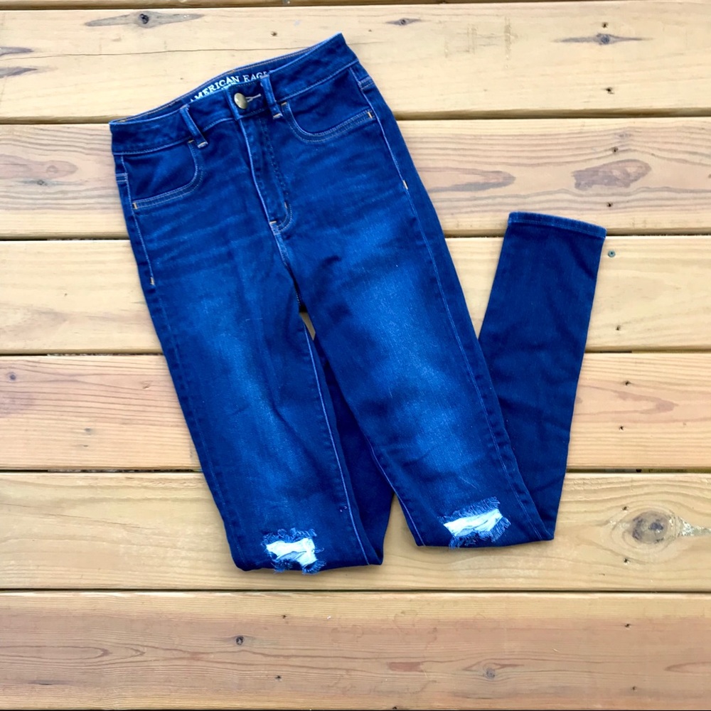 AE Sky High Skinny Jeans with Ripped Knees